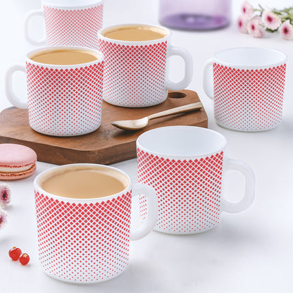 Larah by Borosil Ruby Pixel Mug Set 180 ml x 12