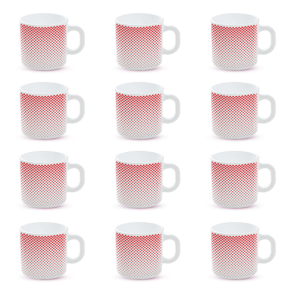 Larah by Borosil Ruby Pixel Mug Set 180 ml x 12