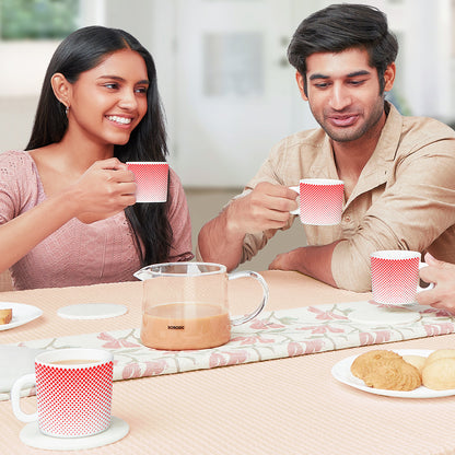 Larah by Borosil Ruby Pixel Mug Set 180 ml x 12