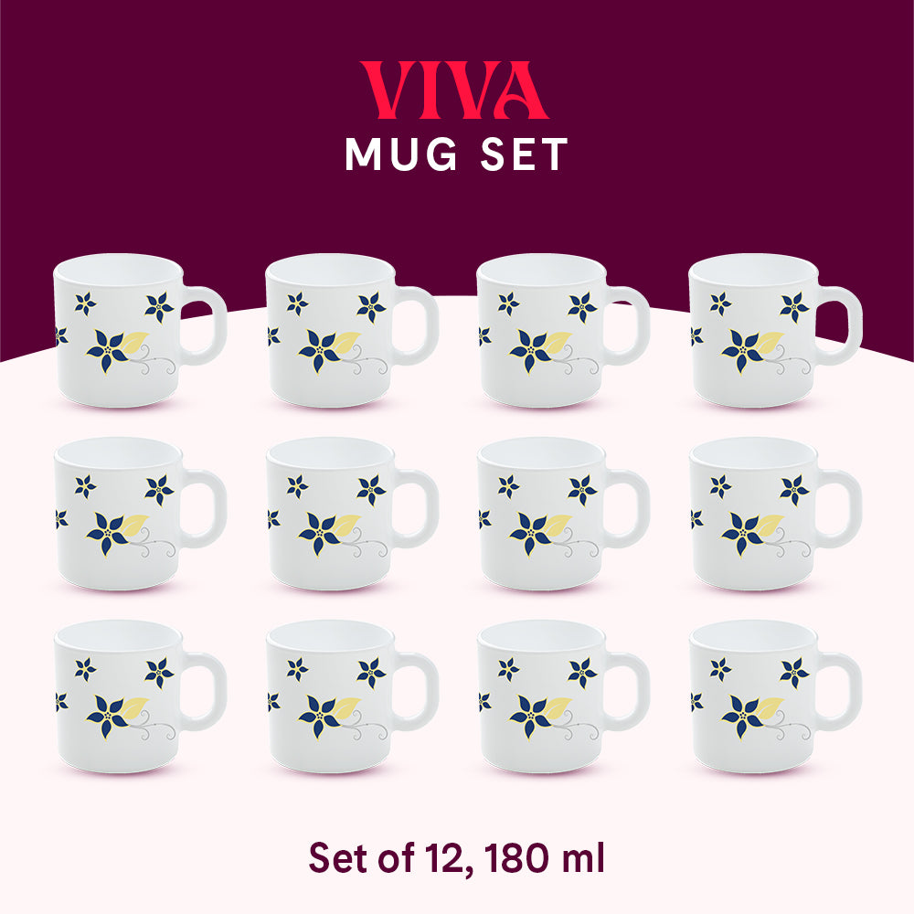 Larah by Borosil Viva Mug Set 180 ml x 12