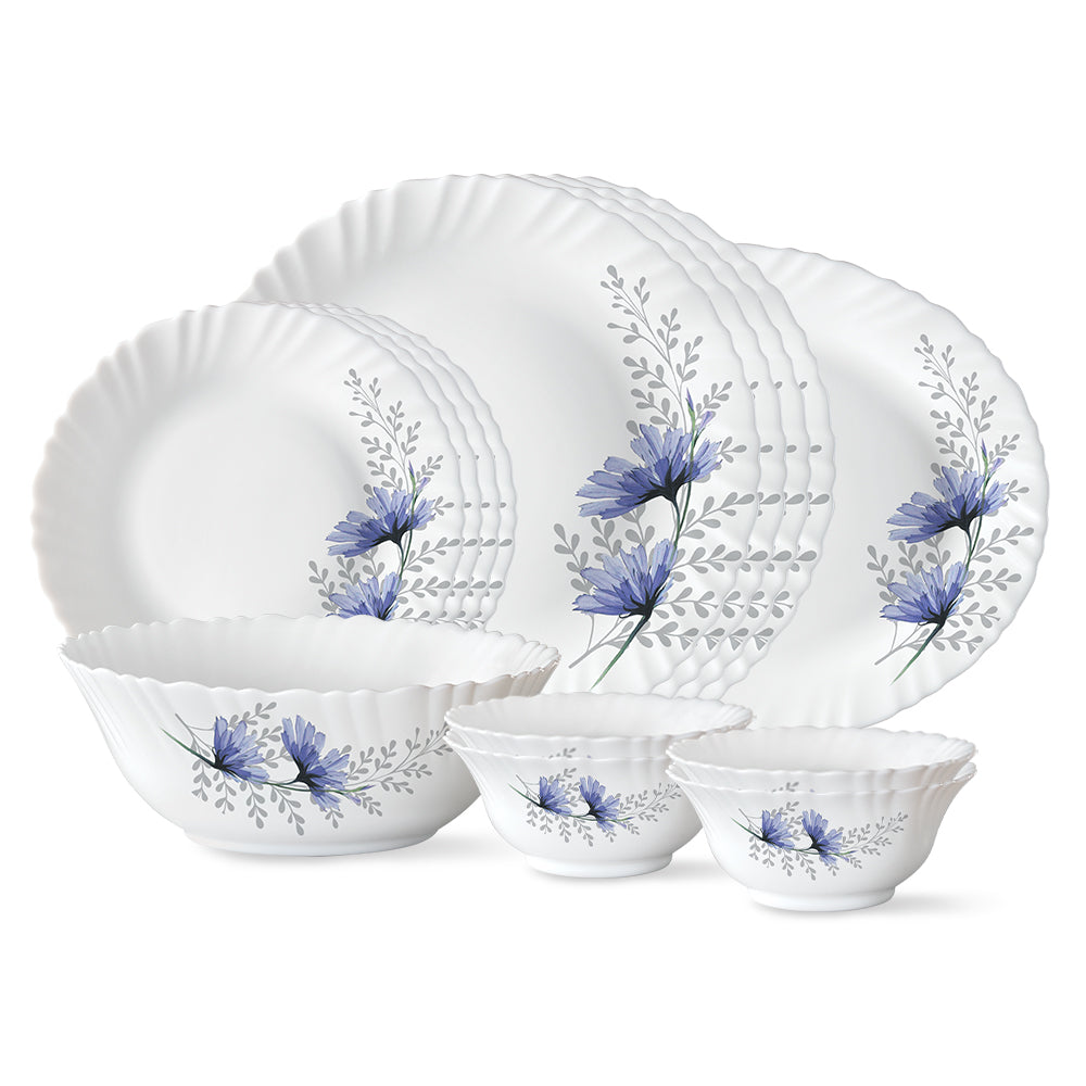 Larah by Borosil, Bellflower Dinner Set 13 pc Set: Serves 4
