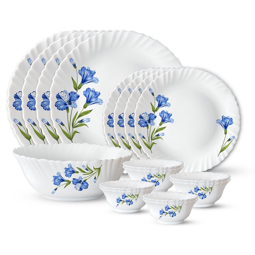 Larah by Borosil, Marina Blue Dinner Set 13 pc Set: Serves 4