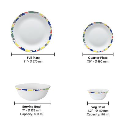 Larah by Borosil Garnet Dinner Set, 13 pc