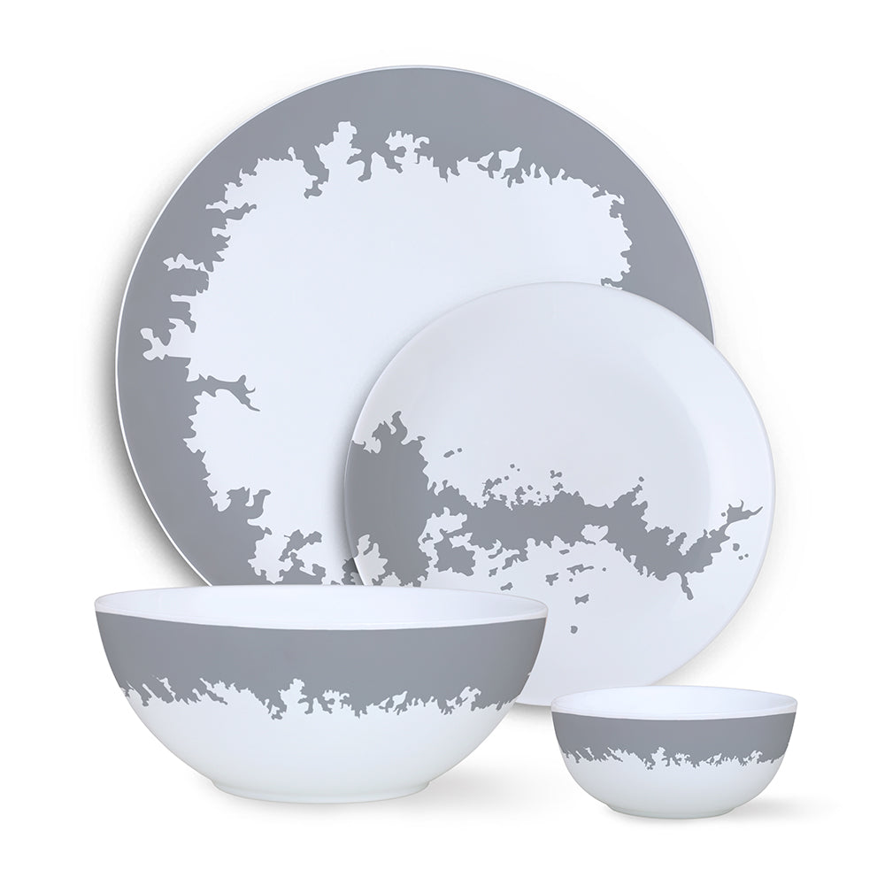 Larah by Borosil Silver Luna Dinner Set 13 pc Set: Serves 4