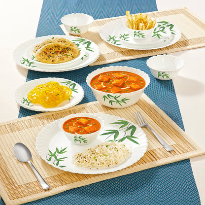 Larah by Borosil Bamboo Leaves Dinner Set 13 pc Set: Serves 4