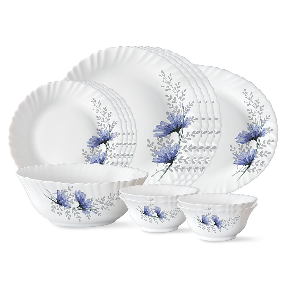 Larah by Borosil, Bellflower Dinner Set 13 pc Set: Serves 4 (Option 2)