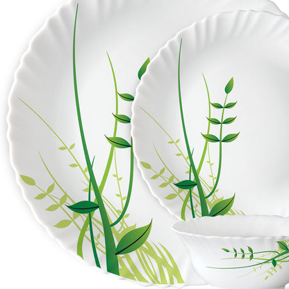 Larah by Borosil Green Herbs Dinner Set 13 pc Set: Serves 4