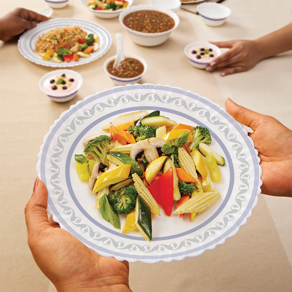 Larah by Borosil Jazzblue Dinner Set 13 pc Set: Serves 4