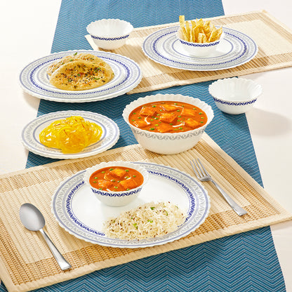 Larah by Borosil Jazzblue Dinner Set 13 pc Set: Serves 4