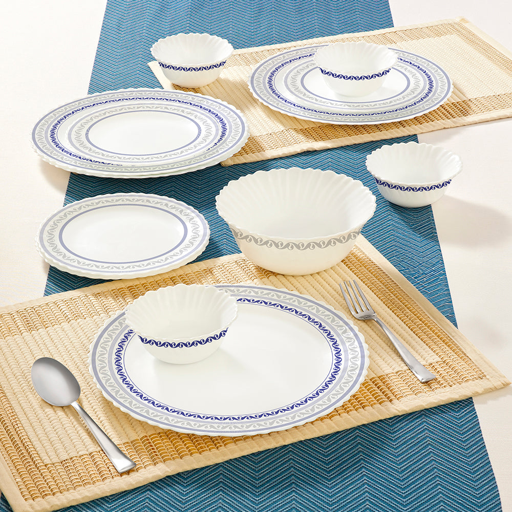 Larah by Borosil Jazzblue Dinner Set 13 pc Set: Serves 4