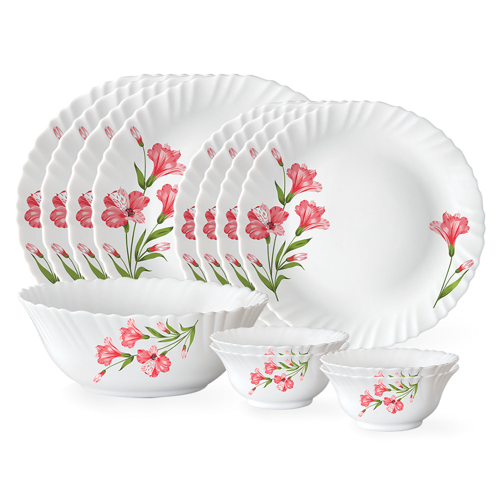 Larah by Borosil, Marina Peach Dinner Set, 66 pc