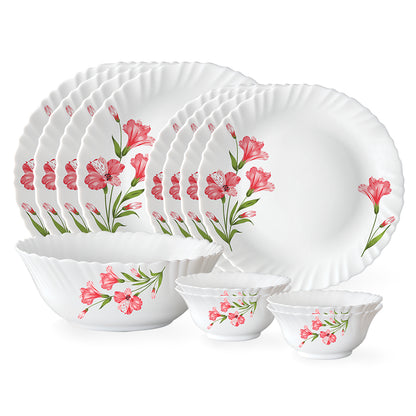 Larah by Borosil, Marina Peach Dinner Set 13 pc Set: Serves 4 (Option 2)