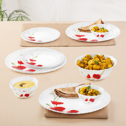 Larah by Borosil Red Carnation Dinner Set 13 pc Set: Serves 4 (Option 1)