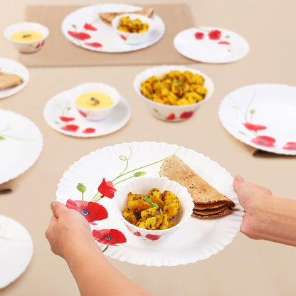 Larah by Borosil Red Carnation Dinner Set 13 pc Set: Serves 4 (Option 1)