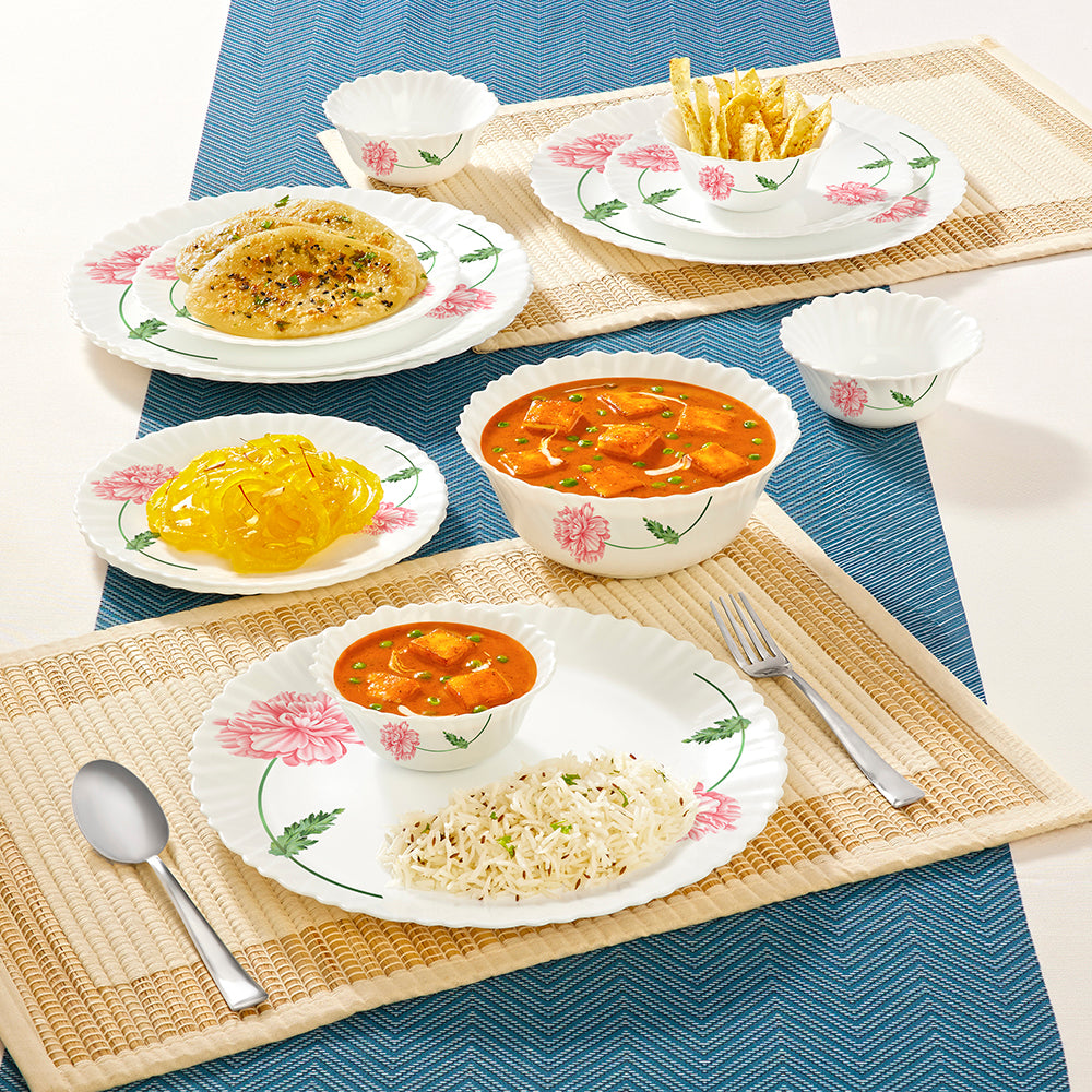 Larah by Borosil Red Mist Dinner Set 13 pc Set: Serves 4