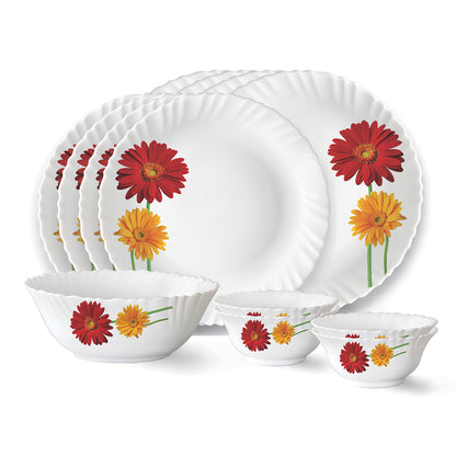 Larah by Borosil Zinnia Dinner Set 13 pc Set: Serves 4