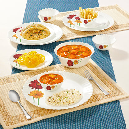 Larah by Borosil Zinnia Dinner Set 13 pc Set: Serves 4