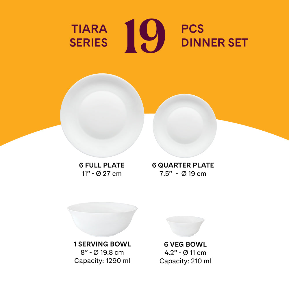 Larah by Borosil, Amara Blue Dinner Set 19 pc Set: Serves 6