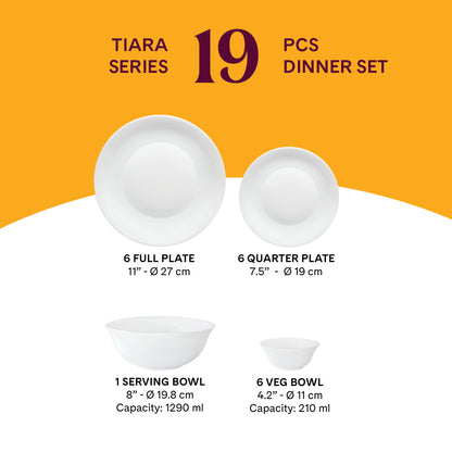 Larah by Borosil, Amara Blue Dinner Set 19 pc Set: Serves 6