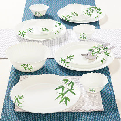 Larah by Borosil Bamboo Leaves Dinner Set 19 pc Set: Serves 6