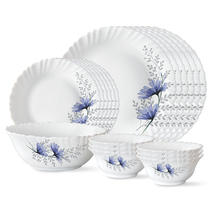 Larah by Borosil, Bellflower Dinner Set 19 pc Set: Serves 6