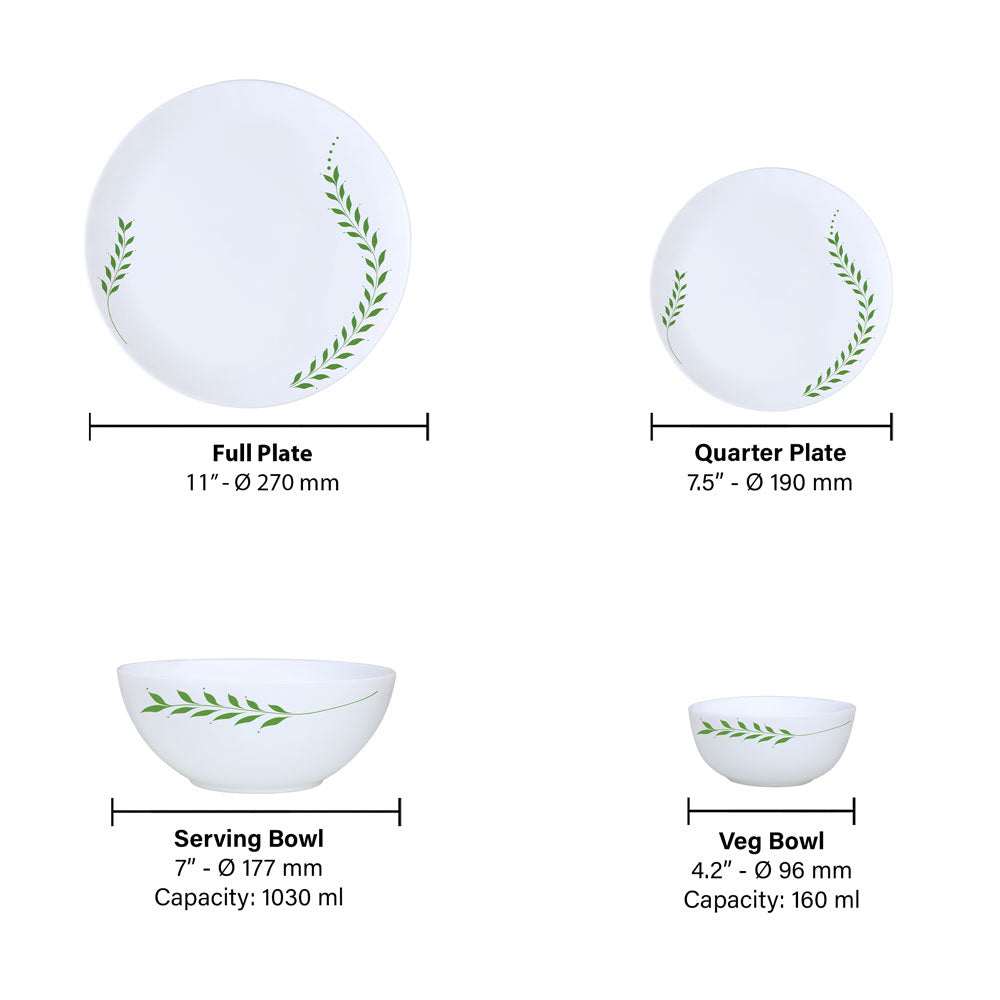 Larah by Borosil Botanica Dinner Set 19 pc Set: Serves 6