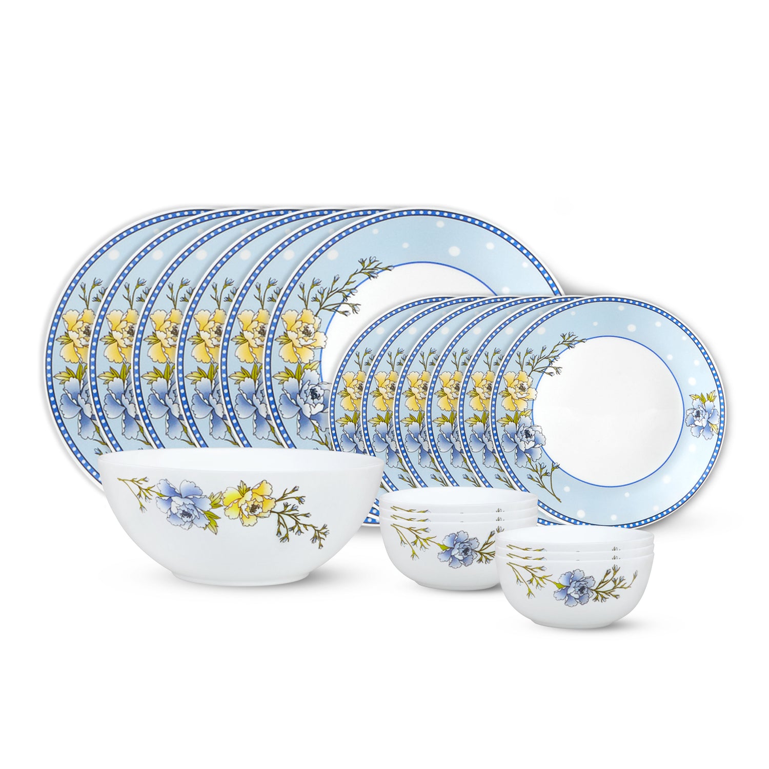 Larah by Borosil Blue Sapphire Dinner Set, 19 pc