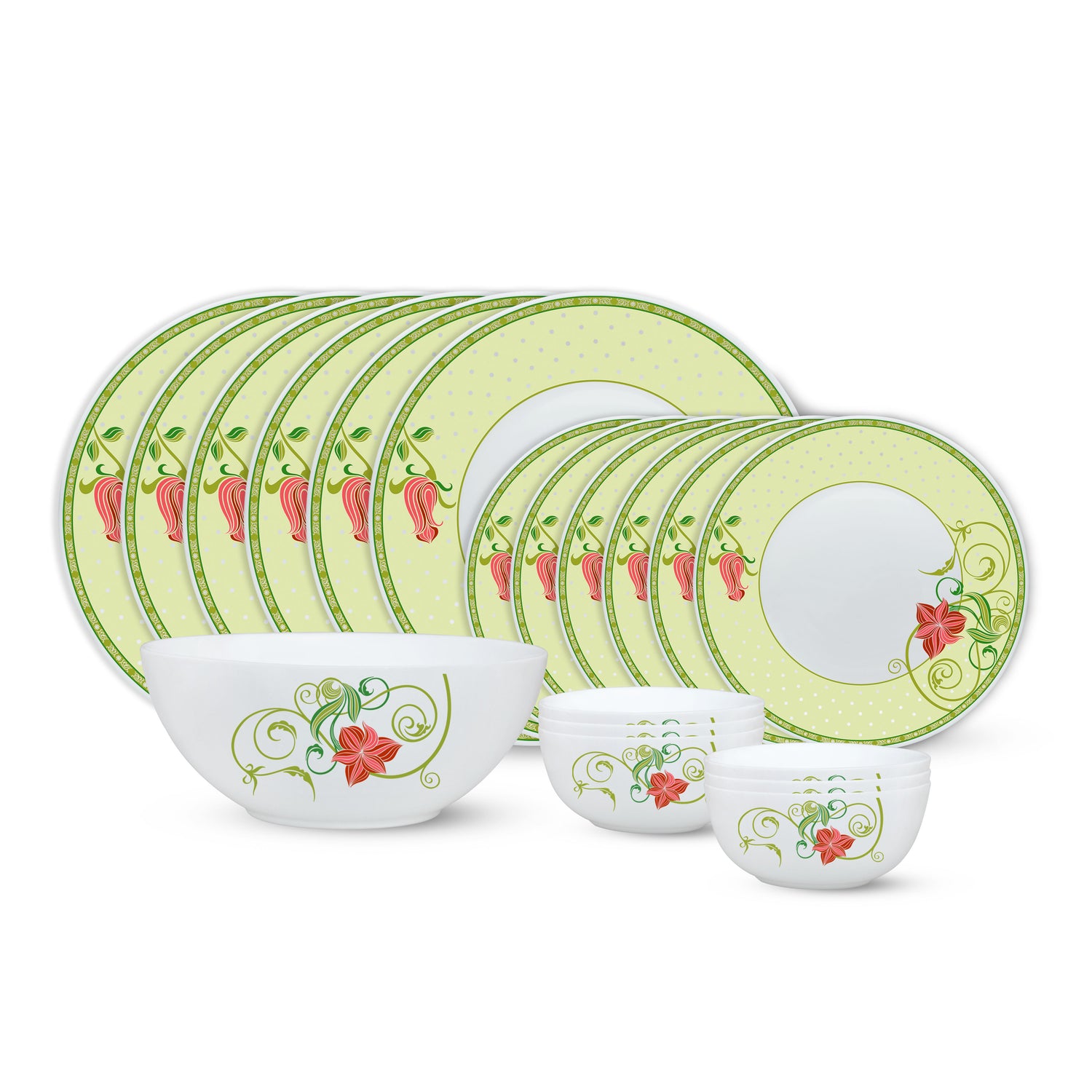Larah by Borosil Emerald Dinner Set, 19 pc