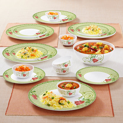 Larah by Borosil Emerald Dinner Set 19 pc Set: Serves 6