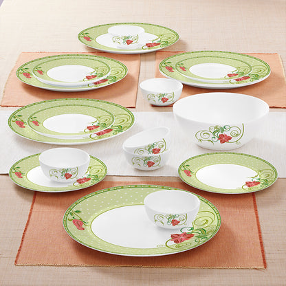 Larah by Borosil Emerald Dinner Set 19 pc Set: Serves 6