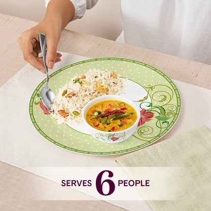 Larah by Borosil Emerald Dinner Set 19 pc Set: Serves 6