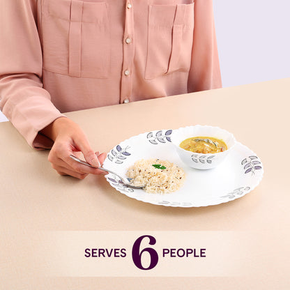 Larah by Borosil Floret Dinner Set 19 pc Set: Serves 6