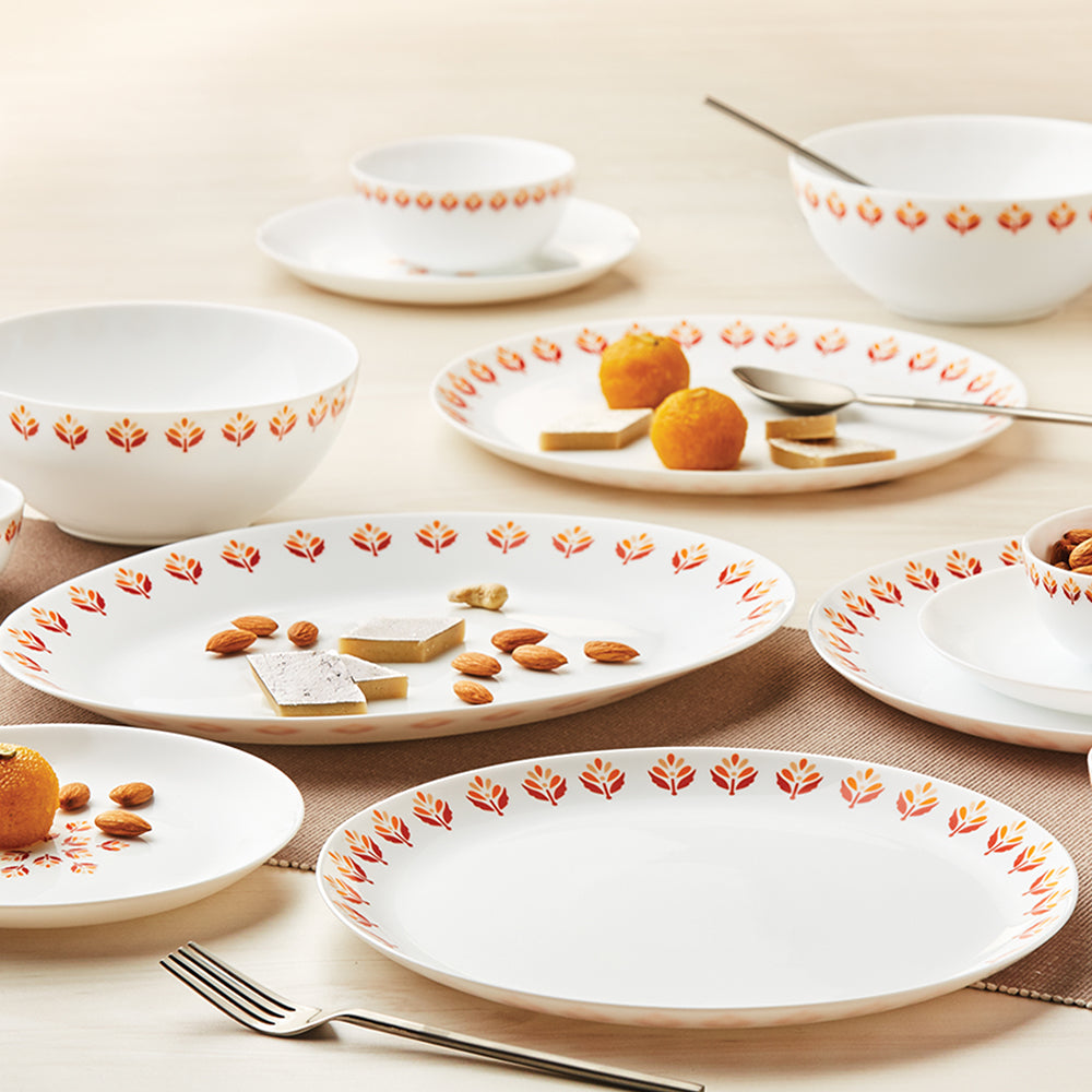 Larah by Borosil Gardenia Dinner Set 19 pc Set: Serves 6