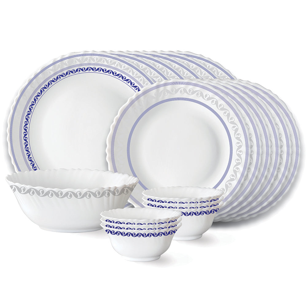 Larah by Borosil Jazzblue Dinner Set 19 pc Set: Serves 6