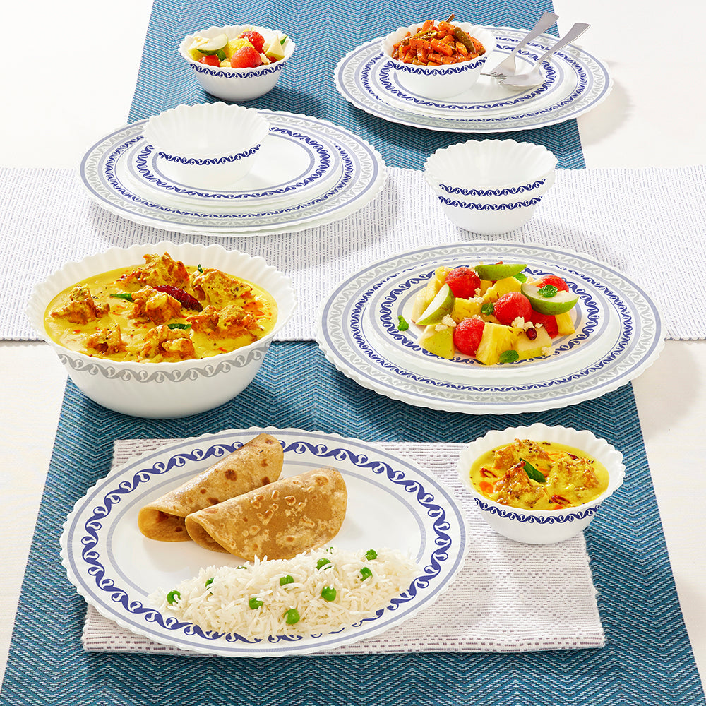 Larah by Borosil Jazzblue Dinner Set 19 pc Set: Serves 6
