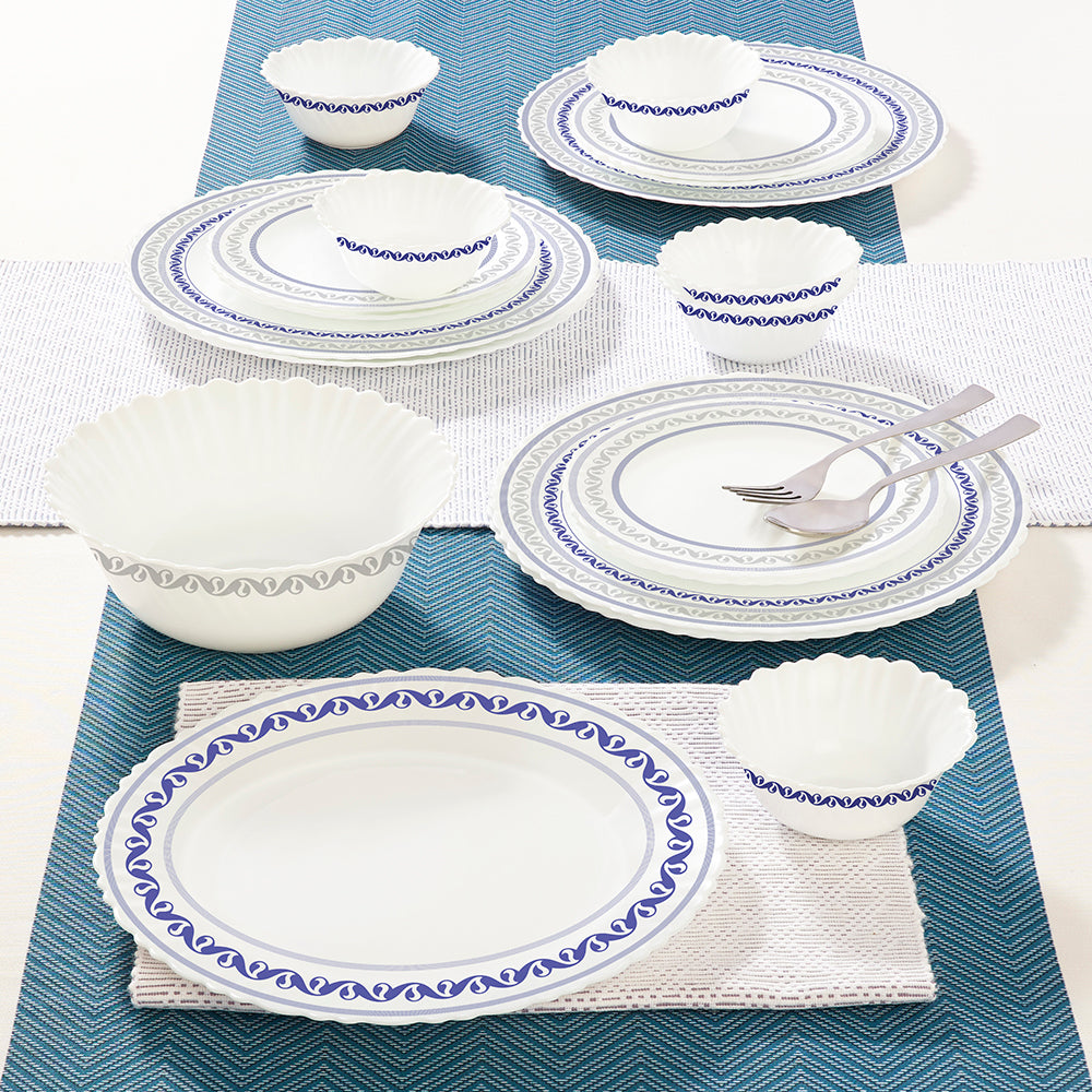 Larah by Borosil Jazzblue Dinner Set 19 pc Set: Serves 6