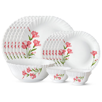 Larah by Borosil, Marina Peach Dinner Set 19 pc Set: Serves 6