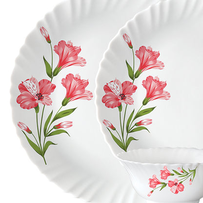 Larah by Borosil, Marina Peach Dinner Set 19 pc Set: Serves 6