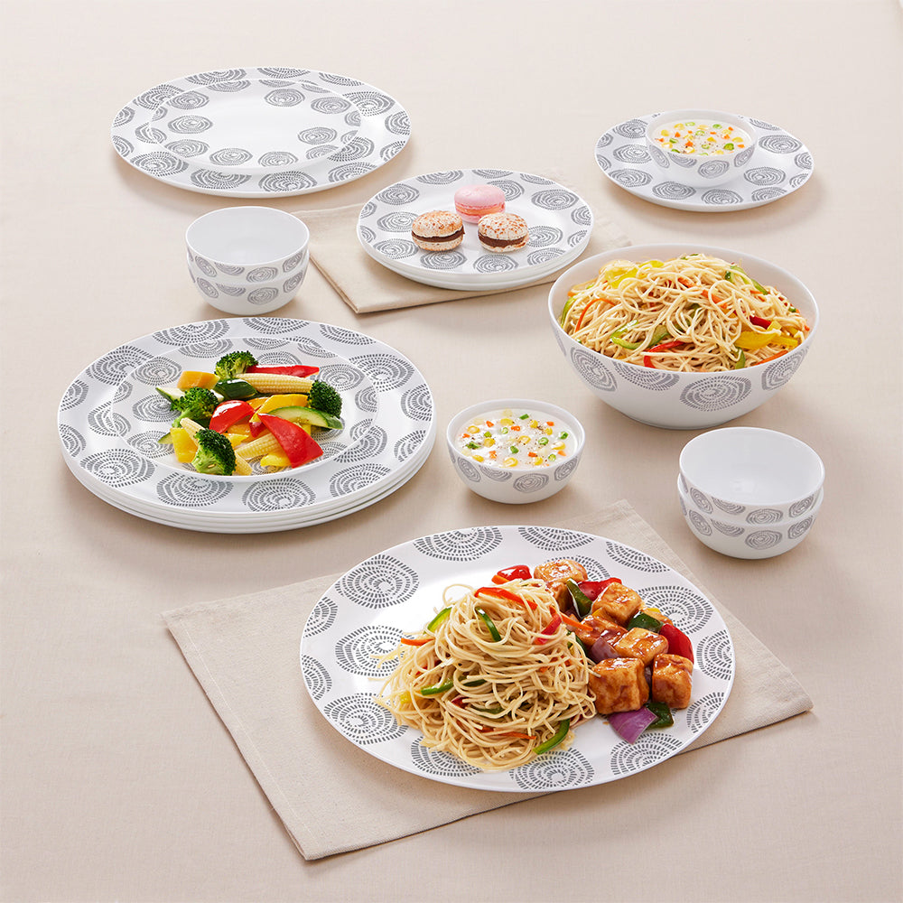 Larah by Borosil Moonbeam Dinner Set 19 pc Set: Serves 6