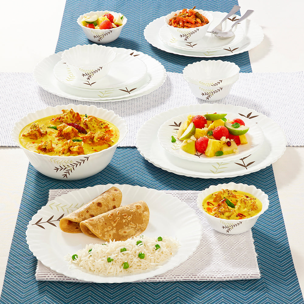 Larah by Borosil Oak Dinner Set 19 pc Set: Serves 6