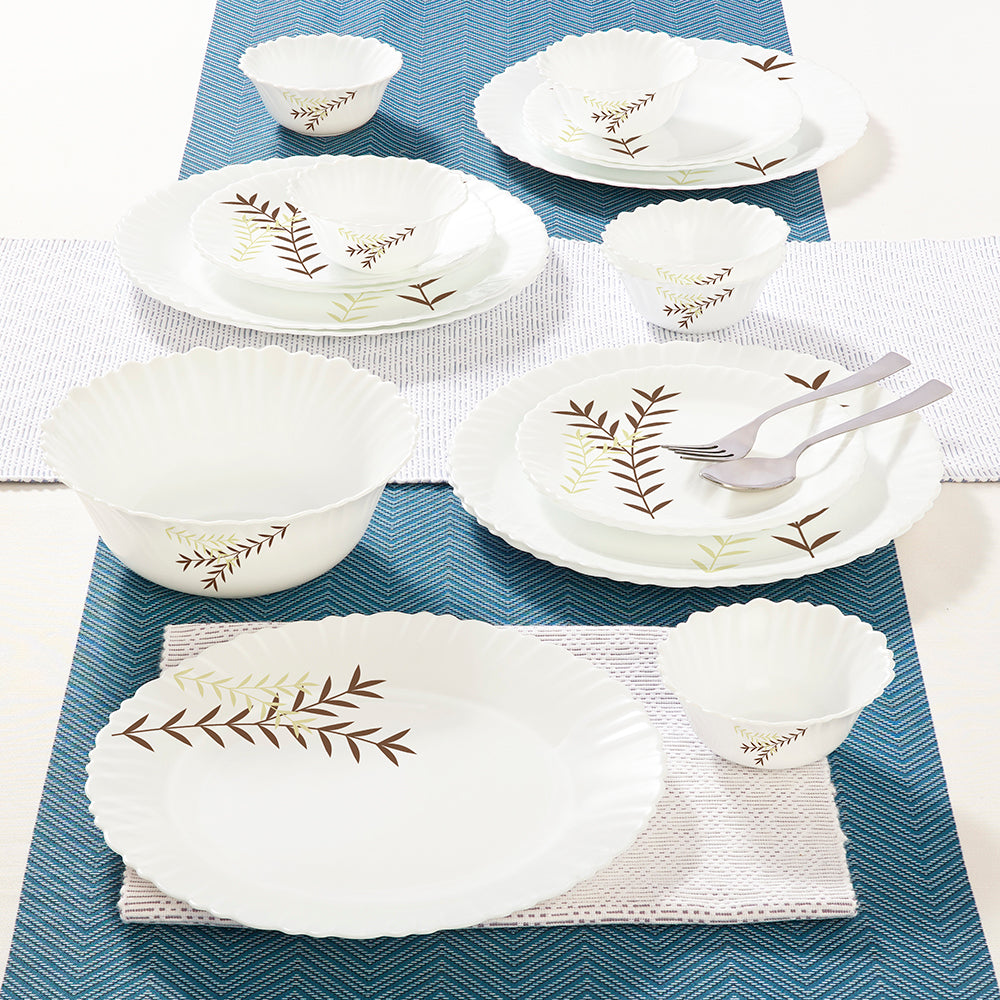 Larah by Borosil Oak Dinner Set 19 pc Set: Serves 6