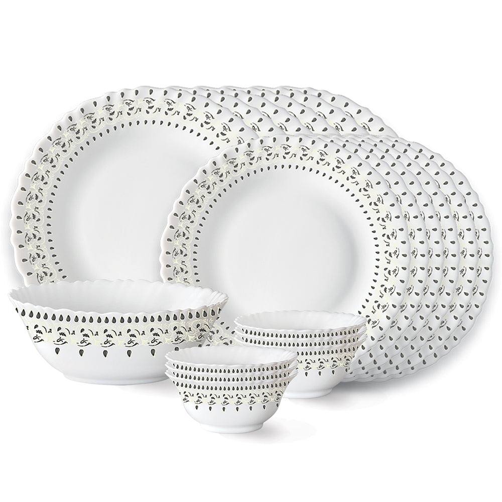 Larah by Borosil Ora Gold Dinner Set 19 pc Set: Serves 6