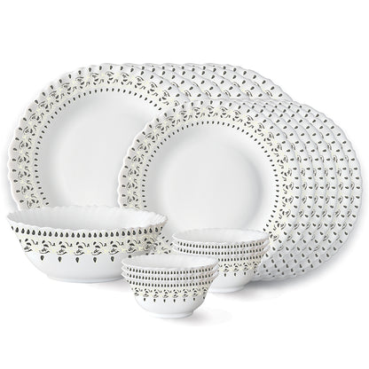 Larah by Borosil Ora Gold Dinner Set 19 pc Set: Serves 6