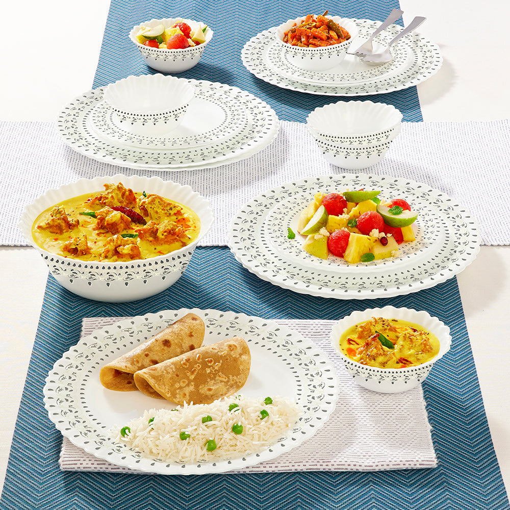 Larah by Borosil Ora Gold Dinner Set 19 pc Set: Serves 6