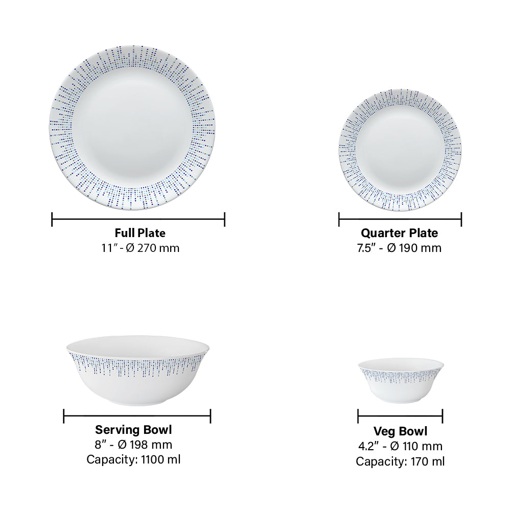 Larah by Borosil Pulse Dinner Set, 19 pc