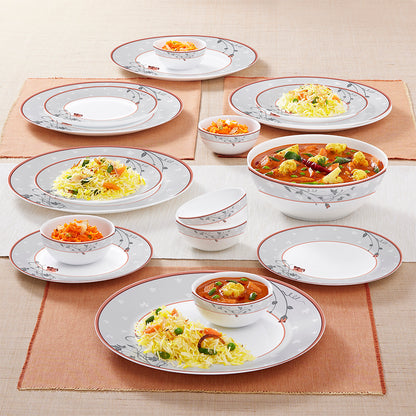 Larah by Borosil Quartz Dinner Set 19 pc Set: Serves 6