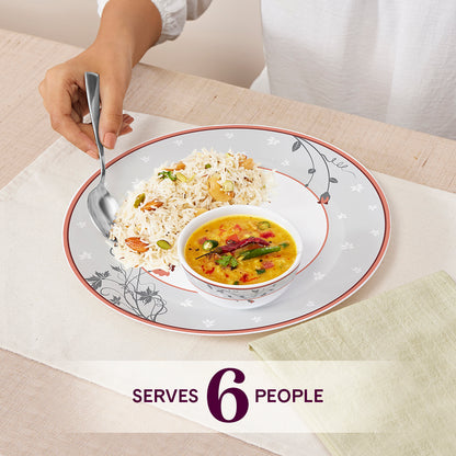 Larah by Borosil Quartz Dinner Set 19 pc Set: Serves 6