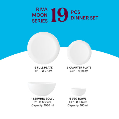Larah by Borosil Riva Dinner Set 19 pc Set: Serves 6