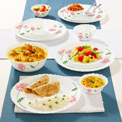 Larah by Borosil Red Mist Dinner Set 19 pc Set: Serves 6