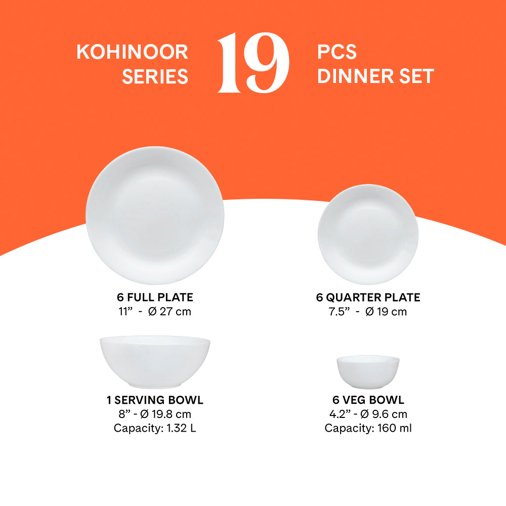 Larah by Borosil Vatika Dinner Set 19 pc Set: Serves 6